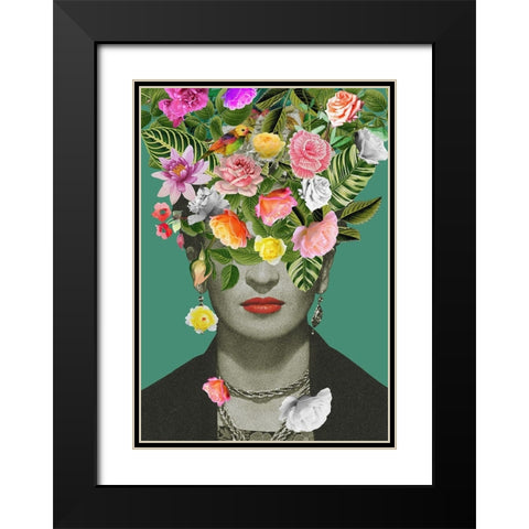 Floral Frida Black Modern Wood Framed Art Print with Double Matting by Floral Studio, Frida