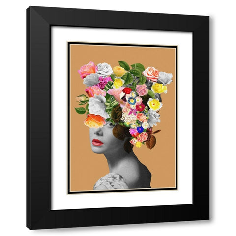 Floral portrait Black Modern Wood Framed Art Print with Double Matting by Floral Studio, Frida