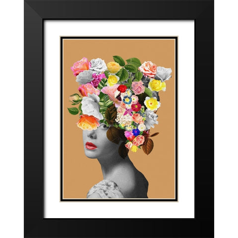 Floral portrait Black Modern Wood Framed Art Print with Double Matting by Floral Studio, Frida