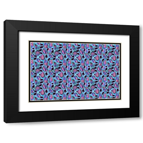 Pattern No 142 Black Modern Wood Framed Art Print with Double Matting by Treechild