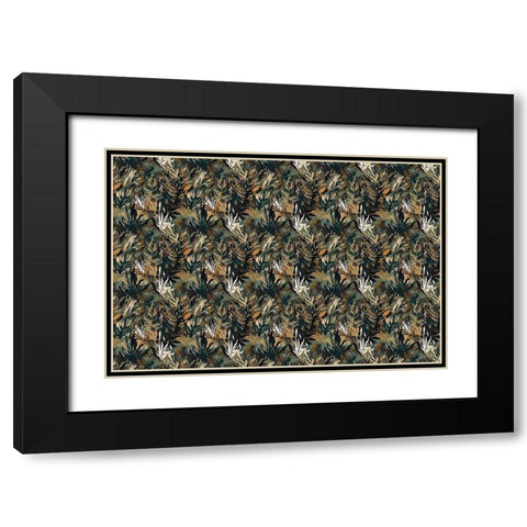 Pattern No 145 Black Modern Wood Framed Art Print with Double Matting by Treechild