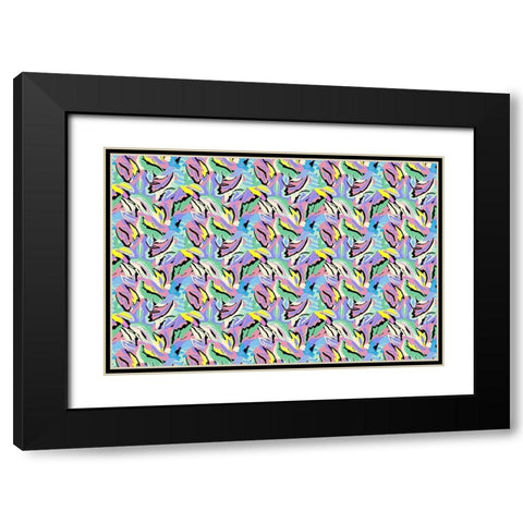 Pattern No 146 Black Modern Wood Framed Art Print with Double Matting by Treechild