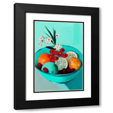Delicious Fruits Black Modern Wood Framed Art Print with Double Matting by Treechild