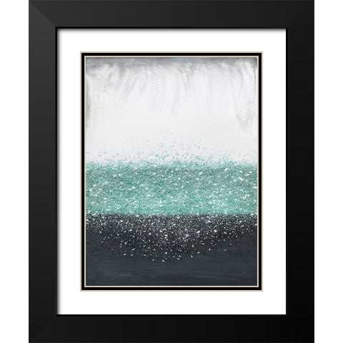 Crystal Rain Green Black Modern Wood Framed Art Print with Double Matting by Storms, Alyson