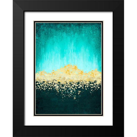 Golden Dawn Teal Black Modern Wood Framed Art Print with Double Matting by Storms, Alyson