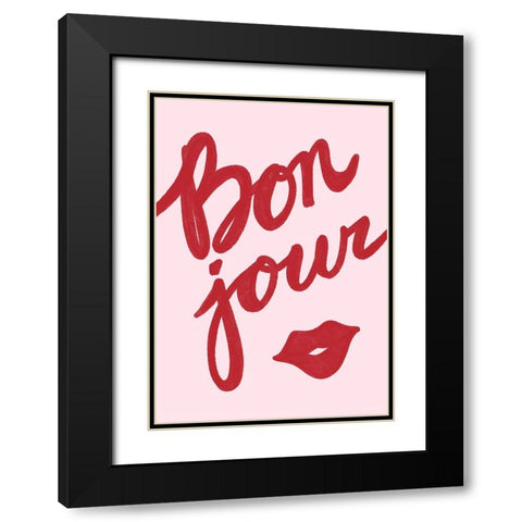 Bonjour Lip Black Modern Wood Framed Art Print with Double Matting by Fritsch, Athene