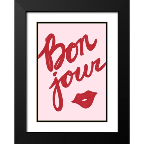 Bonjour Lip Black Modern Wood Framed Art Print with Double Matting by Fritsch, Athene