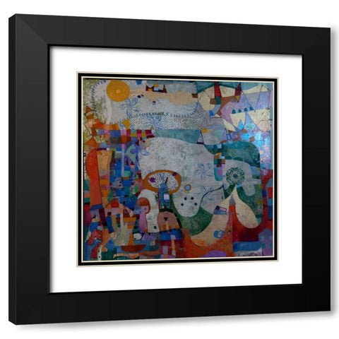 Distant Village Black Modern Wood Framed Art Print with Double Matting by Loebelsohn, Alise