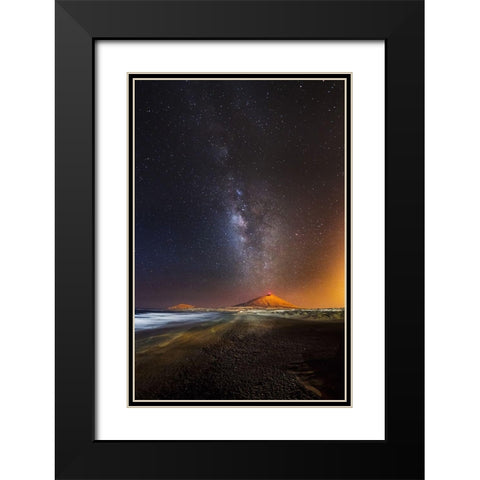 Star Eruption Black Modern Wood Framed Art Print with Double Matting by Macia, Ivan