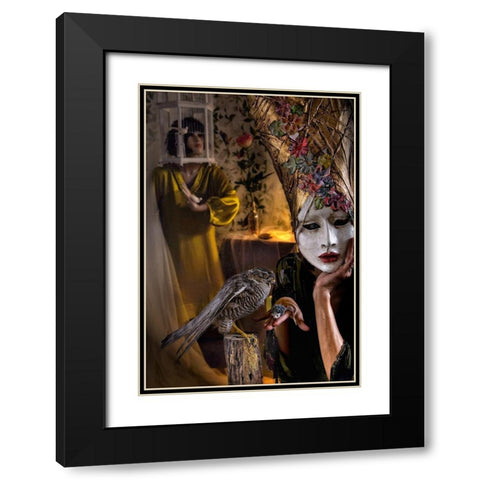 Feeding Black Modern Wood Framed Art Print with Double Matting by Ambra