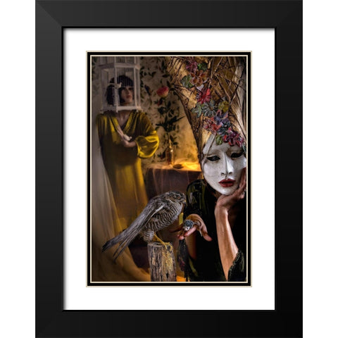 Feeding Black Modern Wood Framed Art Print with Double Matting by Ambra