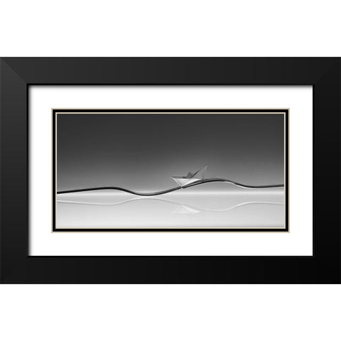 Wave Black Modern Wood Framed Art Print with Double Matting by Jonas, Nadav