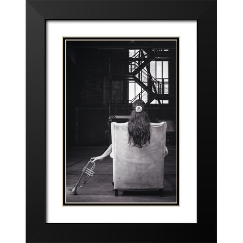 Sentimental Sounds Black Modern Wood Framed Art Print with Double Matting by Alexandru, Padurariu