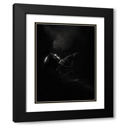 First, There Was A Violin.... Black Modern Wood Framed Art Print with Double Matting by Bosogea-Tudor, Ileana