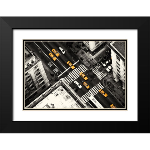 Yellow Flow Black Modern Wood Framed Art Print with Double Matting by Kloren, Stefan