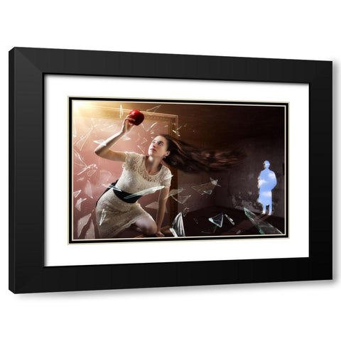 MagritteS Muse Black Modern Wood Framed Art Print with Double Matting by Kiciak, Christophe