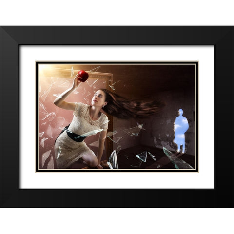MagritteS Muse Black Modern Wood Framed Art Print with Double Matting by Kiciak, Christophe