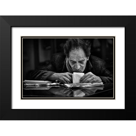 A Little Secret... Black Modern Wood Framed Art Print with Double Matting by Grambone, Antonio