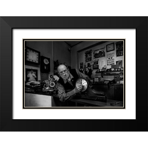 Exact Time.... Black Modern Wood Framed Art Print with Double Matting by Grambone, Antonio