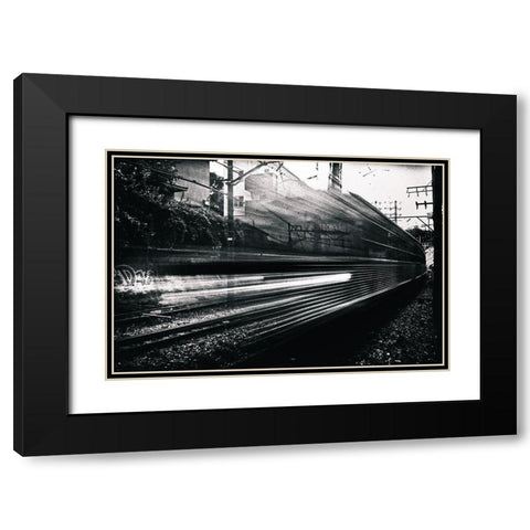 Train Black Modern Wood Framed Art Print with Double Matting by Suzuki, Tatsuo