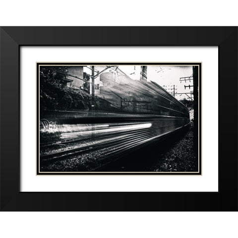 Train Black Modern Wood Framed Art Print with Double Matting by Suzuki, Tatsuo