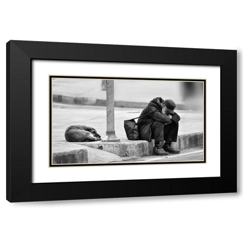 Two Friendly...! Black Modern Wood Framed Art Print with Double Matting by Kasim, Murat