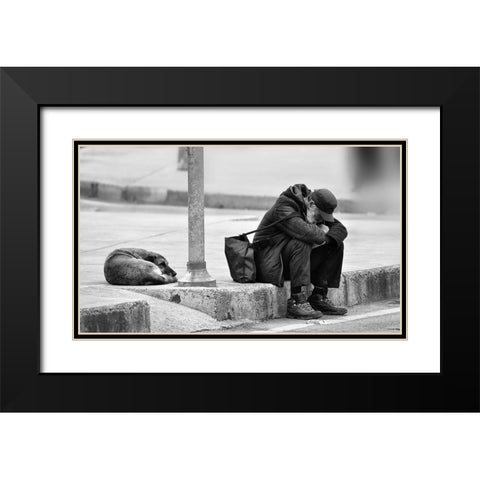 Two Friendly...! Black Modern Wood Framed Art Print with Double Matting by Kasim, Murat