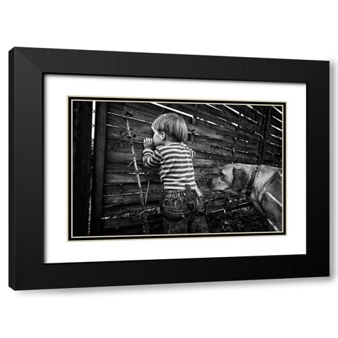The World From Behind The Fence Black Modern Wood Framed Art Print with Double Matting by Strzelecka, Monika