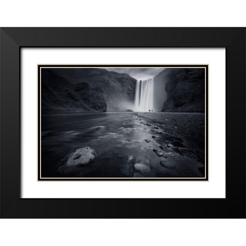 Behind The Curtain Black Modern Wood Framed Art Print with Double Matting by Del Grosso, Sebastien