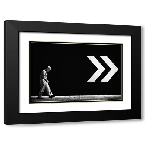 Untitled Black Modern Wood Framed Art Print with Double Matting by Suzuki, Tatsuo