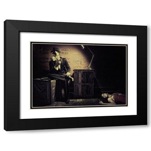 Killing Me Softly Black Modern Wood Framed Art Print with Double Matting by Hardibudi