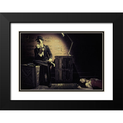 Killing Me Softly Black Modern Wood Framed Art Print with Double Matting by Hardibudi