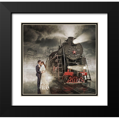 Rain Black Modern Wood Framed Art Print with Double Matting by Laudin, Dmitry