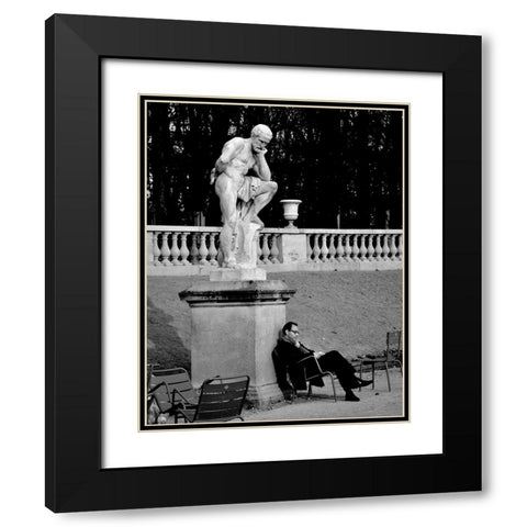 Jardin Du Luxembourg Black Modern Wood Framed Art Print with Double Matting by Breton, Stephane
