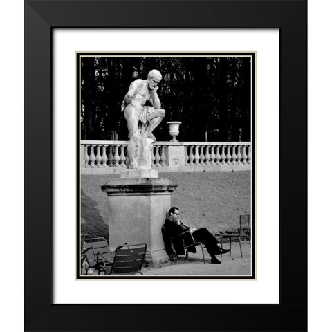 Jardin Du Luxembourg Black Modern Wood Framed Art Print with Double Matting by Breton, Stephane