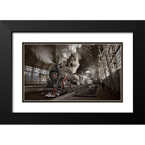 Last From Mohicans Black Modern Wood Framed Art Print with Double Matting by Laudin, Dmitry