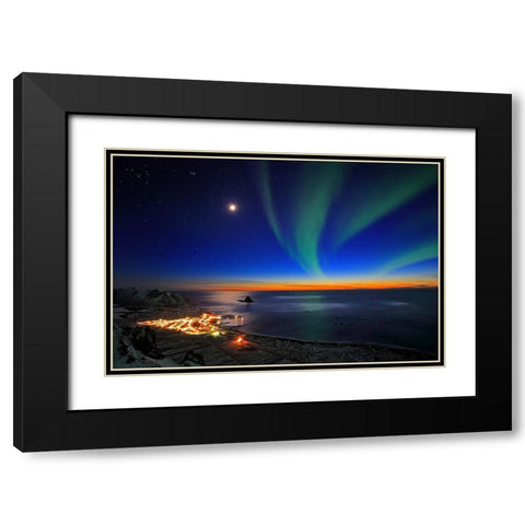 Sunset At Bleik Black Modern Wood Framed Art Print with Double Matting by Samuelsen, Roy