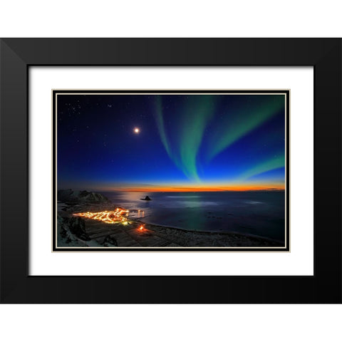 Sunset At Bleik Black Modern Wood Framed Art Print with Double Matting by Samuelsen, Roy