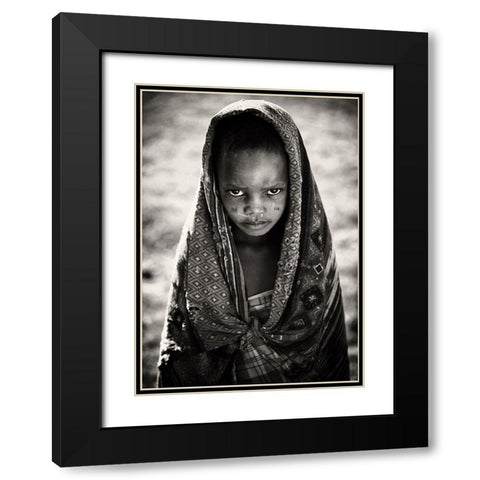 Face Of Africa Black Modern Wood Framed Art Print with Double Matting by Jovic, Goran