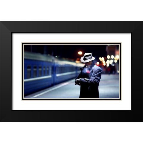 Noir Black Modern Wood Framed Art Print with Double Matting by Theodoroff, Cyrill