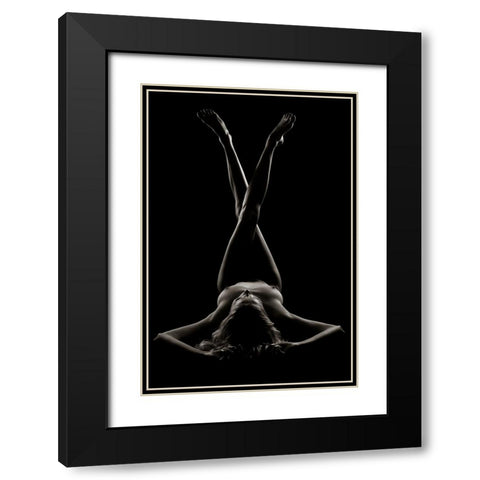 Girl In Shadow And Light 1 Black Modern Wood Framed Art Print with Double Matting by Knudsen, Henrik