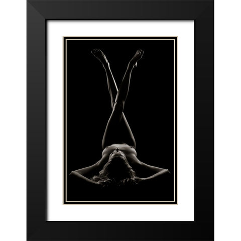 Girl In Shadow And Light 1 Black Modern Wood Framed Art Print with Double Matting by Knudsen, Henrik