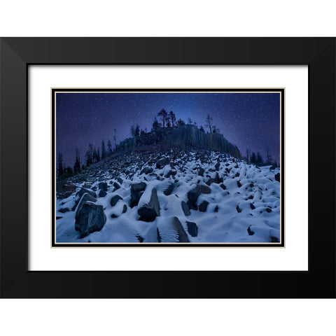 Cold Mountain: Devils Postpile Black Modern Wood Framed Art Print with Double Matting by Zhang, Yan