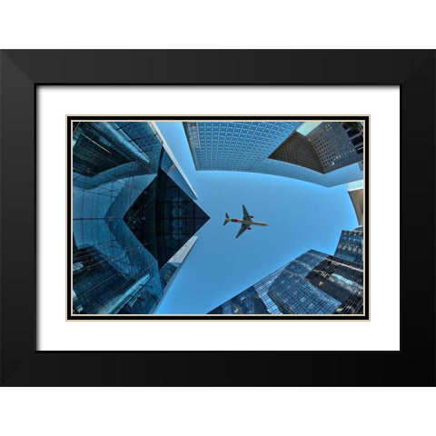 Fly Over Black Modern Wood Framed Art Print with Double Matting by Pelissier, Marc