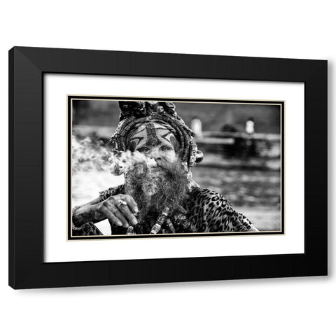 Ganga Baba Black Modern Wood Framed Art Print with Double Matting by Jovic, Goran