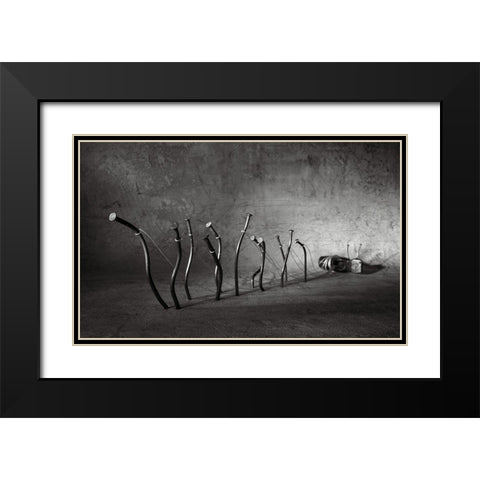 Barge Haulers Black Modern Wood Framed Art Print with Double Matting by Ivanova, Victoria