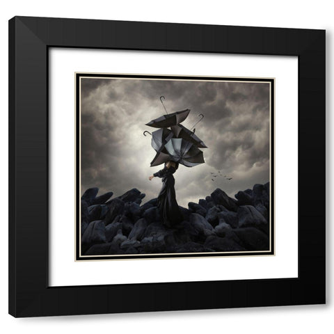 Cover Me Up-So No One Can See Me Laughing Black Modern Wood Framed Art Print with Double Matting by Hardibudi