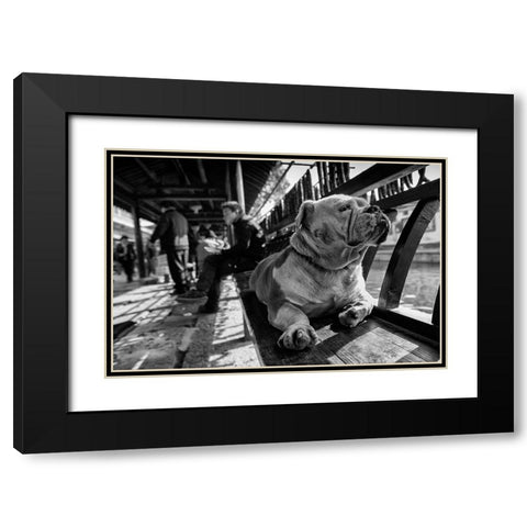 Sad Black Modern Wood Framed Art Print with Double Matting by Youdutian