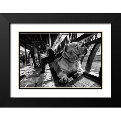 Sad Black Modern Wood Framed Art Print with Double Matting by Youdutian