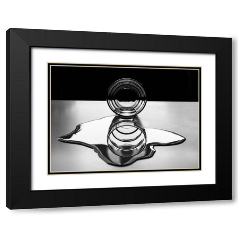 Circles Of Circles Black Modern Wood Framed Art Print with Double Matting by Toniolo, Giorgio